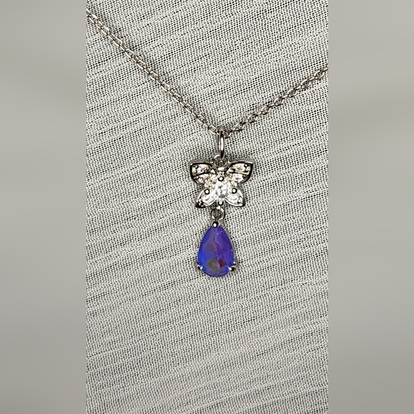 Fairy Butterfly Necklace Purple & Blue Topaz - Picture 1 of 2